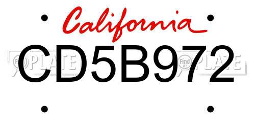 CD5B972 California License Plate