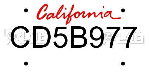 CD5B977 California License Plate