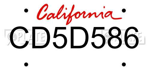 CD5D586 California License Plate