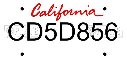 CD5D856 California License Plate