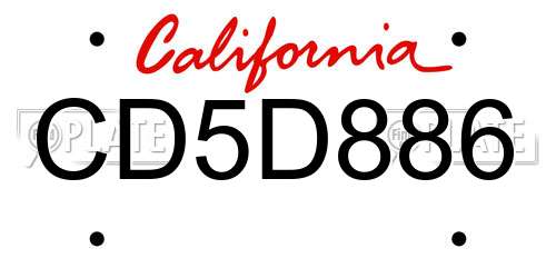 CD5D886 California License Plate
