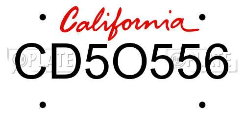 CD5O556 California License Plate