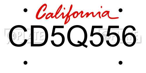 CD5Q556 California License Plate