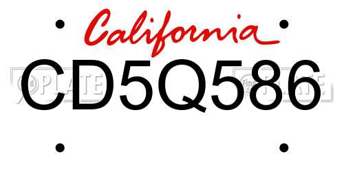 CD5Q586 California License Plate