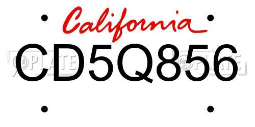 CD5Q856 California License Plate
