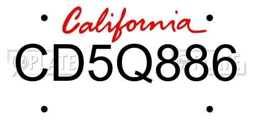 CD5Q886 California License Plate
