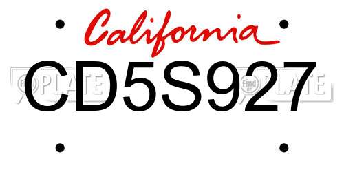 CD5S927 California License Plate