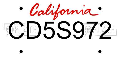 CD5S972 California License Plate