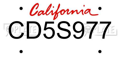 CD5S977 California License Plate