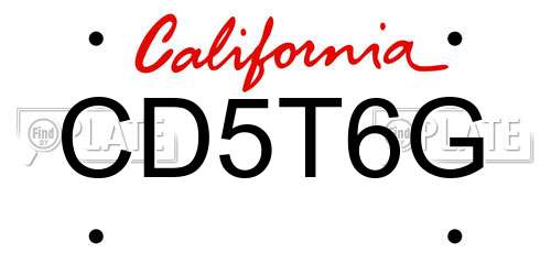 CD5T6G California License Plate