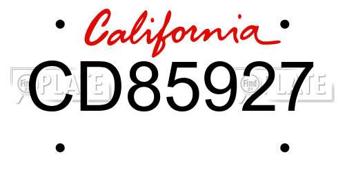 CD85927 California License Plate