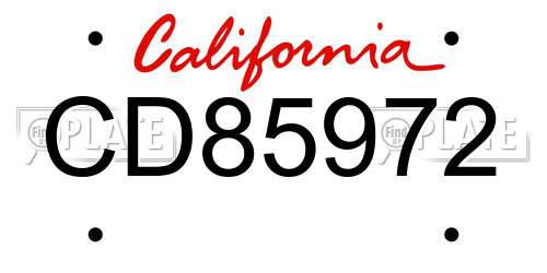 CD85972 California License Plate