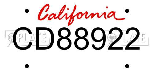 CD88922 California License Plate