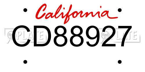 CD88927 California License Plate