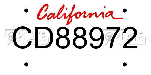 CD88972 California License Plate