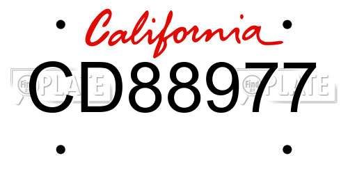 CD88977 California License Plate