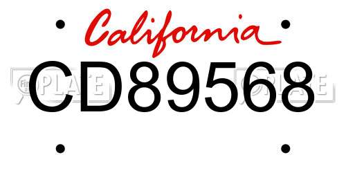 CD89568 California License Plate