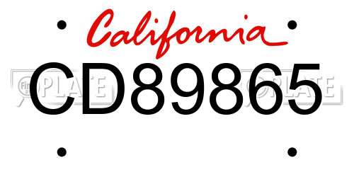 CD89865 California License Plate