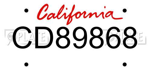 CD89868 California License Plate