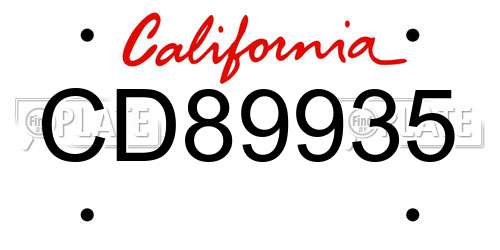 CD89935 California License Plate
