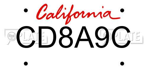 CD8A9C California License Plate