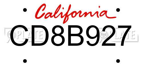 CD8B927 California License Plate