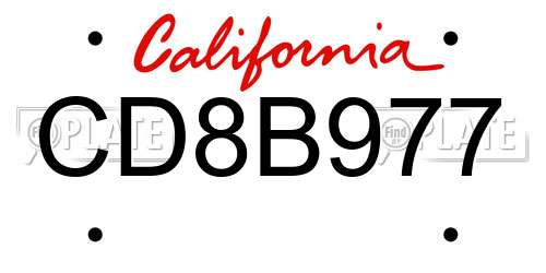 CD8B977 California License Plate