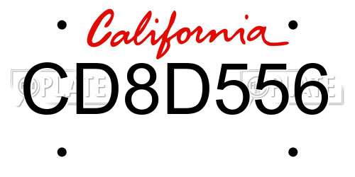 CD8D556 California License Plate