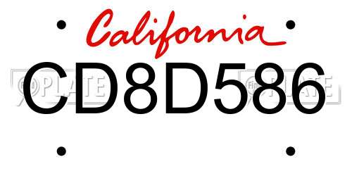 CD8D586 California License Plate