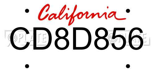 CD8D856 California License Plate