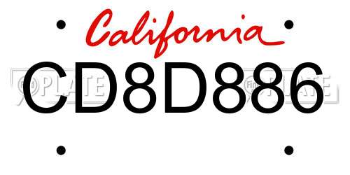 CD8D886 California License Plate