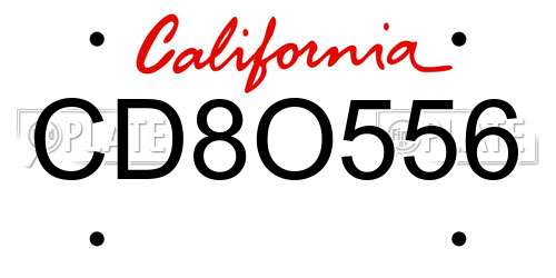 CD8O556 California License Plate