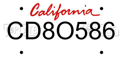 CD8O586 California License Plate