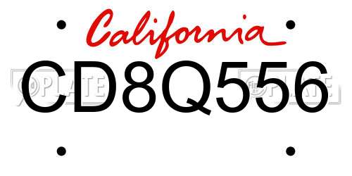 CD8Q556 California License Plate