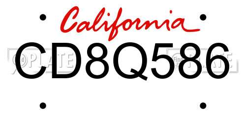 CD8Q586 California License Plate