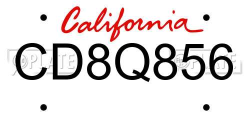 CD8Q856 California License Plate