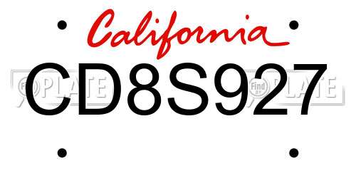 CD8S927 California License Plate