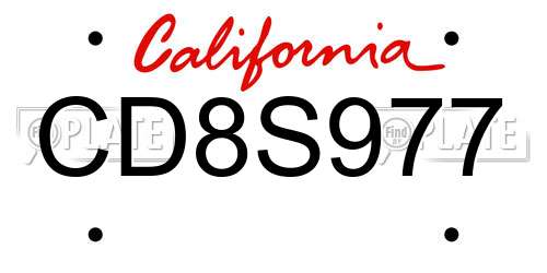 CD8S977 California License Plate
