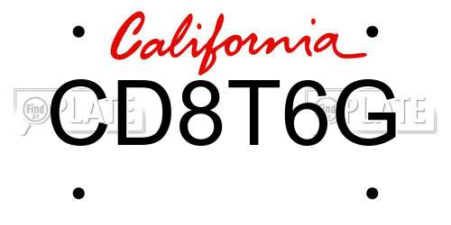 CD8T6G California License Plate
