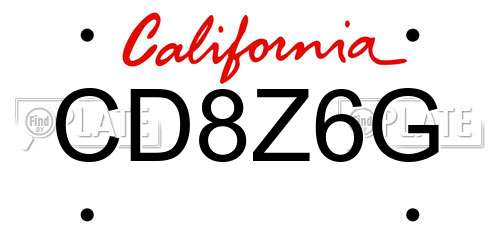 CD8Z6G California License Plate