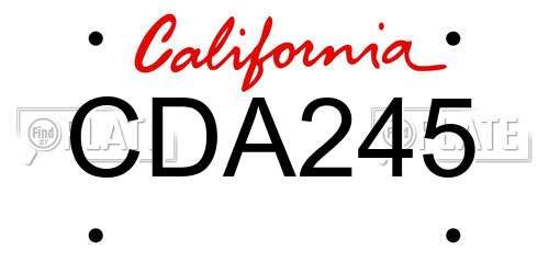 CDA245 California License Plate