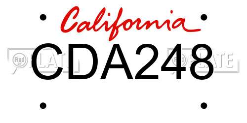 CDA248 California License Plate