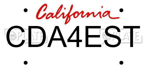 CDA4EST California License Plate