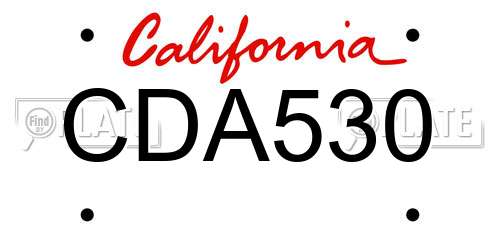 CDA530 California License Plate