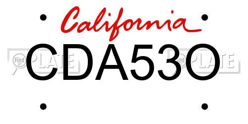 CDA53O California License Plate