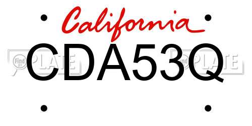 CDA53Q California License Plate