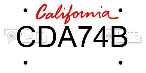 CDA74B California License Plate
