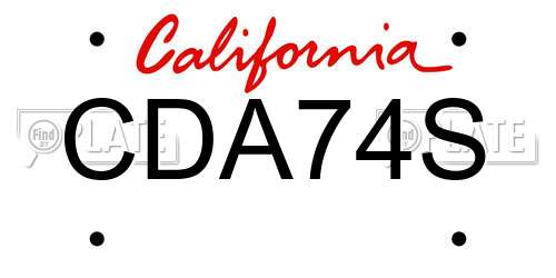 CDA74S California License Plate