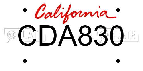 CDA830 California License Plate