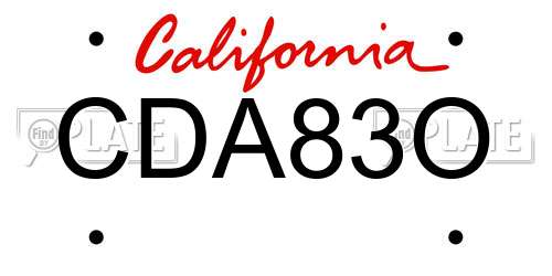 CDA83O California License Plate